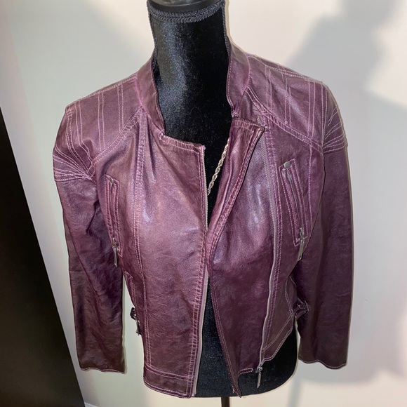 Purple Faux Leather Jacket - Picture 2 of 3